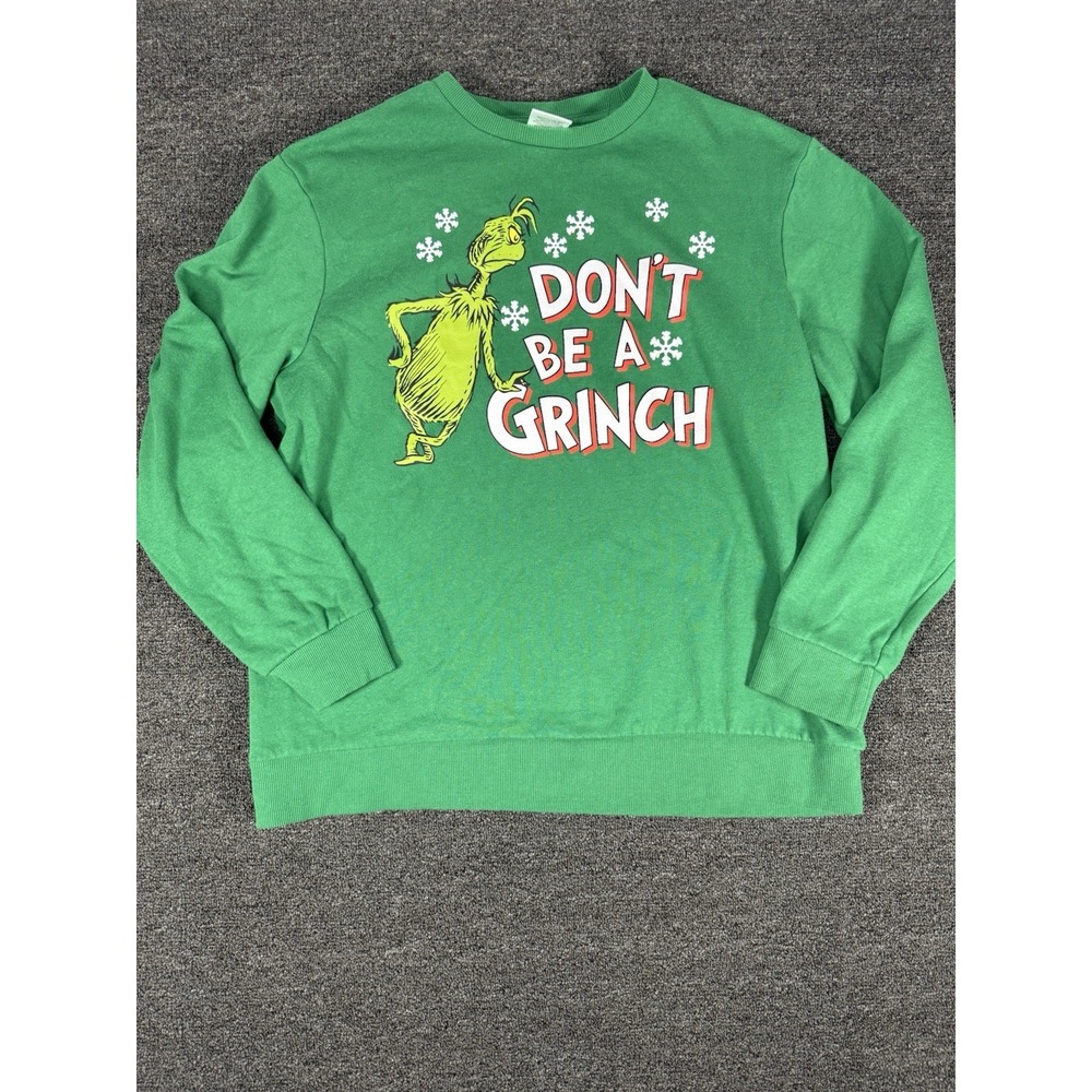The Grinch Men's Green Sweatshirt Top Sz XL Don't Be A Grinch pullover crew 1816